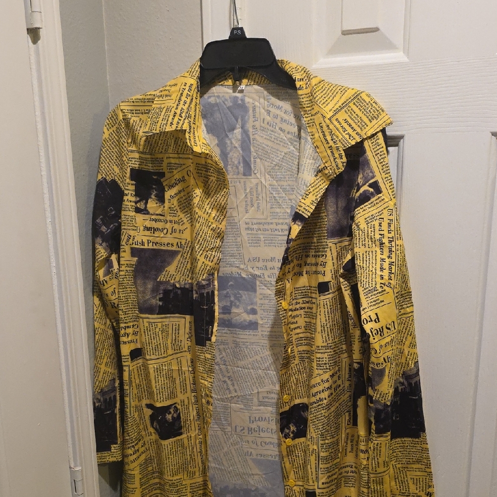 Source Unknown Vibrant Yellow Print Blazer